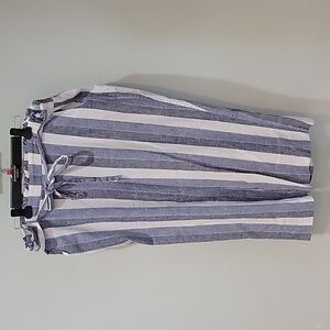 LAUREN CONRAD cotton/linen blue & white striped pants.  Size XXL.  Pockets!